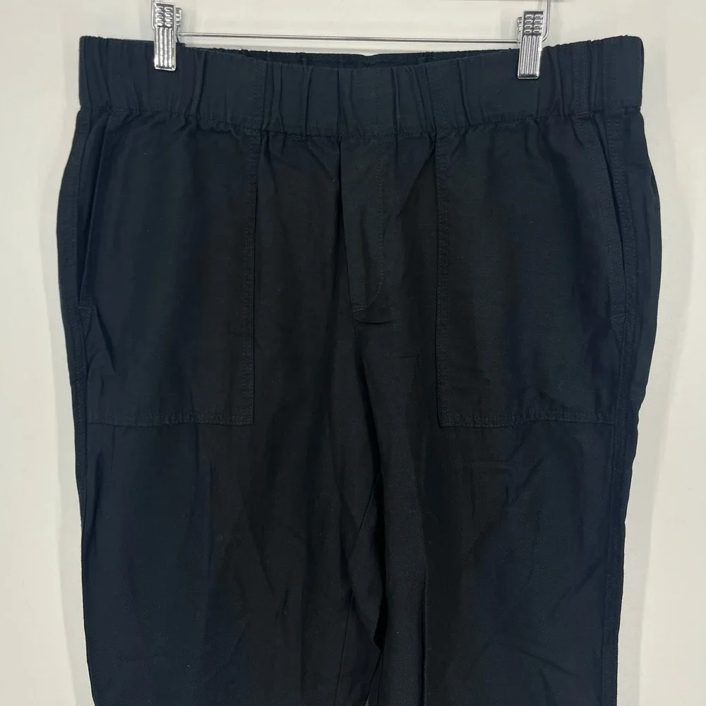 Banana Republic Womens Tapered Crop Pant Black Lyocell Linen Cotton Large NWT